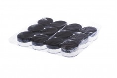 Siyah kapaklı plastik krem kavanozu (12 adet) 15 ml 