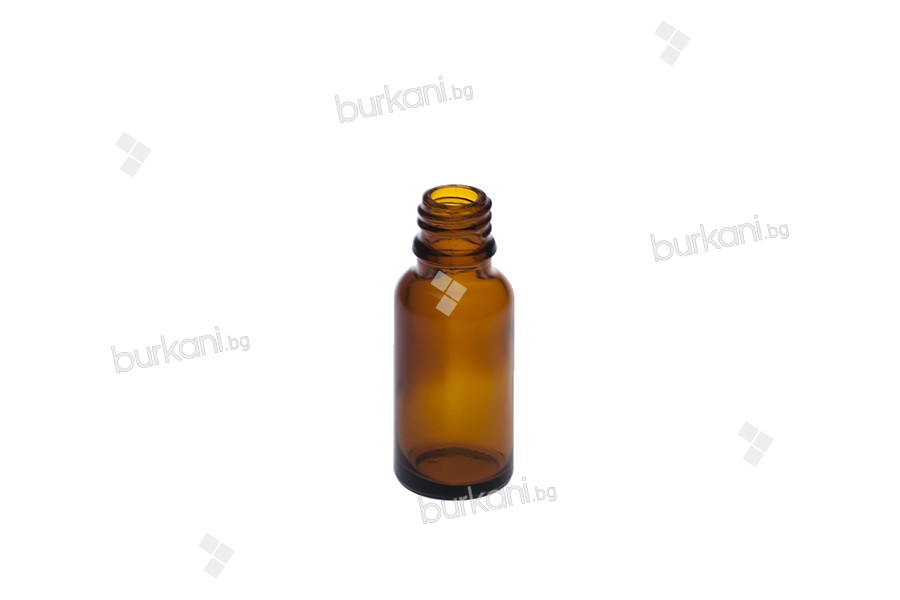 Стъклено кафяво шише за етерични масла 20 мл, с гърловина PP18
