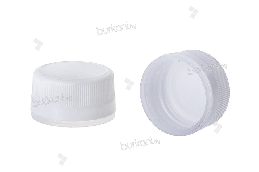 Бяла пластмасова капачка със защитен пръстен PP 35 