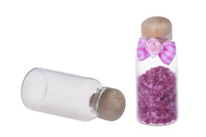 Малко стъклено шише с дървена тапа, с размери  27x58 , в опаковка от 12 броя-изображение_продукт