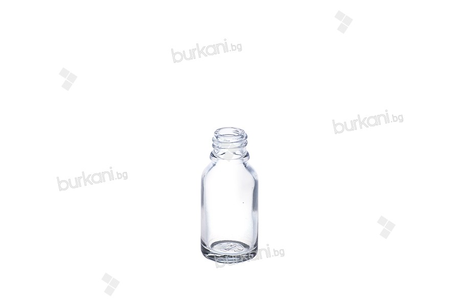 Стъклена прозрачна бутилка 15 мл за етерични масла с гърловина  PP18