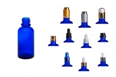 Стъклена синя бутилка 30 ml за етерични масла, с гърловина  PP18