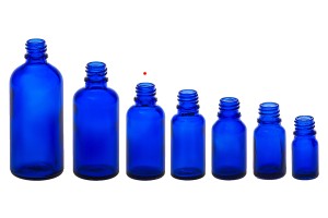 Стъклена синя бутилка 30 ml за етерични масла, с гърловина  PP18-8