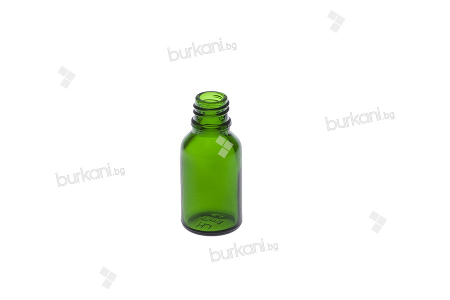 Стъклена зелена бутилка за етерични масла 15 мл с гърловина PP18