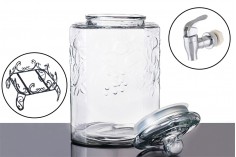 Metal tabanlı, cam kapaklı musluklu cam kare kavanoz  18 litre