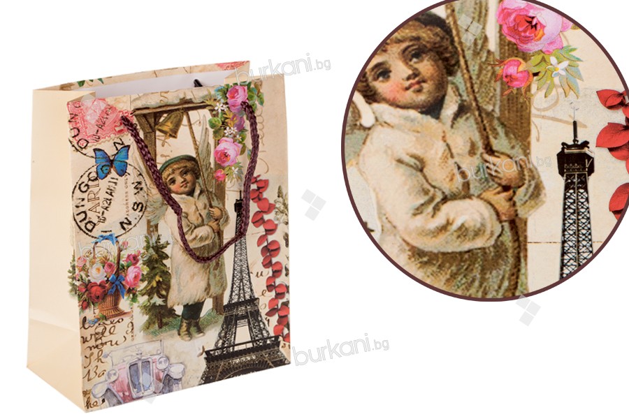 Eiffel desenli  hediyelik  çanta  170 x 85 x 210 mm
