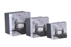 Квадрартни кутии за подарък- 2 модела Париж  (Айфеловата кула) или Лондон -  комплект S-M-L 