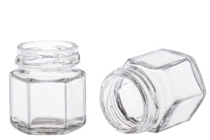 Стъклен шестоъгълен буркан 30 ml-изображение_продукт