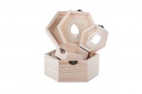 Дървена кутия за съхранение с ябълков прозорец и скоби - комплект от 3 части (S-M-L)
