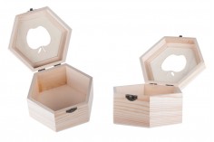 Дървена кутия за съхранение с ябълков прозорец и скоби - комплект от 3 части (S-M-L)