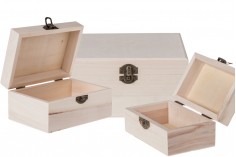 Дървени кутии в комплект от 3 бр. с размери  S-M-L