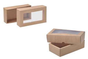 Хартиена крафт кутия с прозорец 240x130x60 mm - 12 бр.-изображение_група