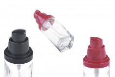30 ml siyah ya da kırmızı pompa ve şeffaf plastik kapak ile kozmetik krem için cam şişe