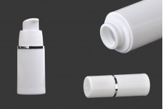 Пластмасова Airless бутилка за крем 15 ml ( бяла със стребриста лента) 