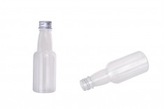 Пластмасова прозрачна бутилка 70 ml със сребриста алуминиева капачка с вътрешен уплътнител 