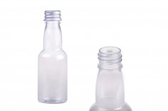 Şeffaf plastik şişe gümüş alüminyum kapak ve iç astar ile 70 ml
