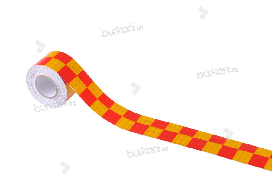 Тиксо в жълто и червено с ширина 50 мм - 10 м (ролка)