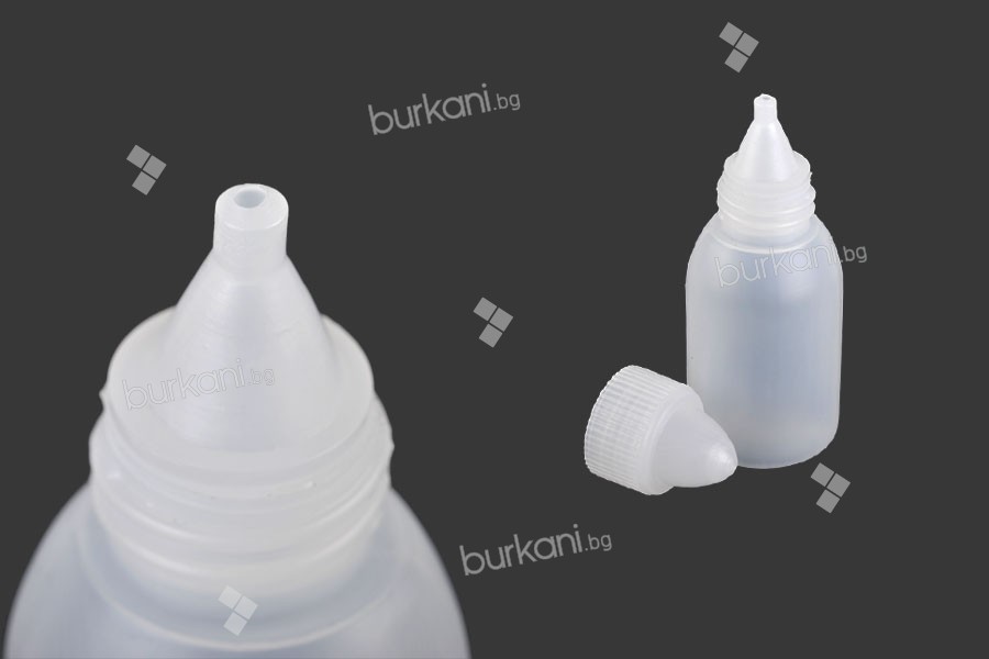 Пластмасова бутилка с коничен капкомер и капачка  25 ml