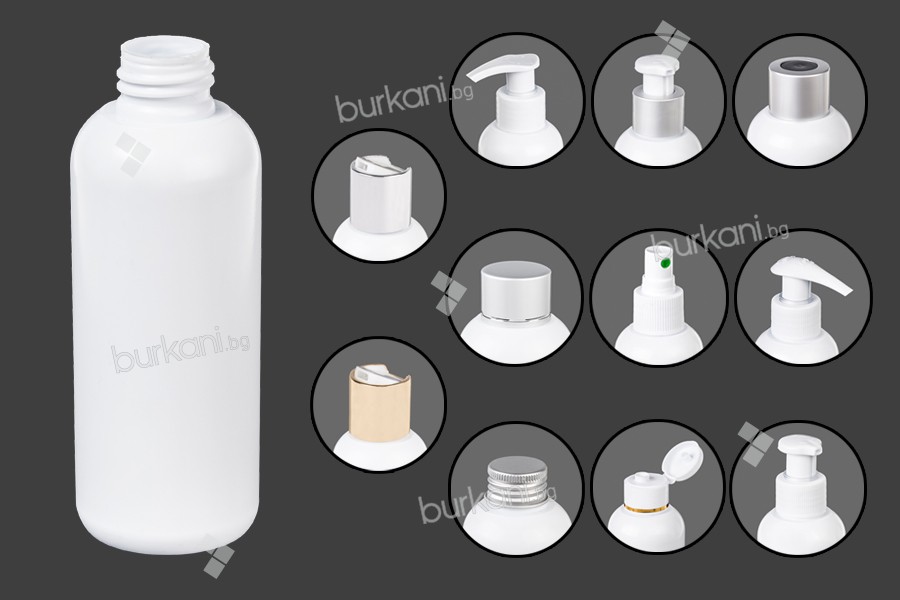 Бяла пластмасова бутилка 150 ml PP 24 Бяла пластмасова бутилка 150 ml PP 24