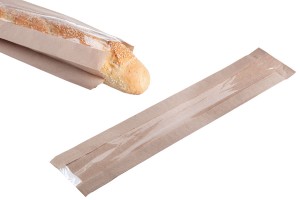 Кафяв крафт плик за хляб (багета) с размери 120x50x65 с прозорец 70 mm-изображение_продукт