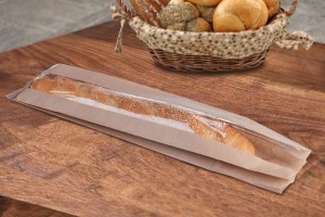 Кафяв крафт плик за хляб (багета) с размери 120x50x65 с прозорец 70 mm-изображение_група