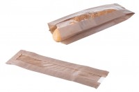 Крафт кафяви пликове за хляб, багета с размери  120x50x450 с прозорец 40mm 