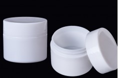 Пластмасов буркан за крем 50 мл бял с двойно дъно, в опаковка от 12 бр. 