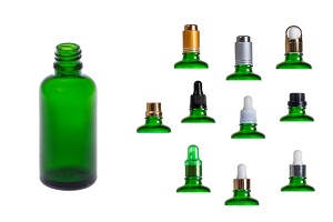 Зелена бутилка за етерични масла  50 ml с гърловина  PP18-8