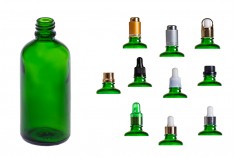 Стъклена зелена бутилка 100 мл за етерични масла с гърловина  PP18