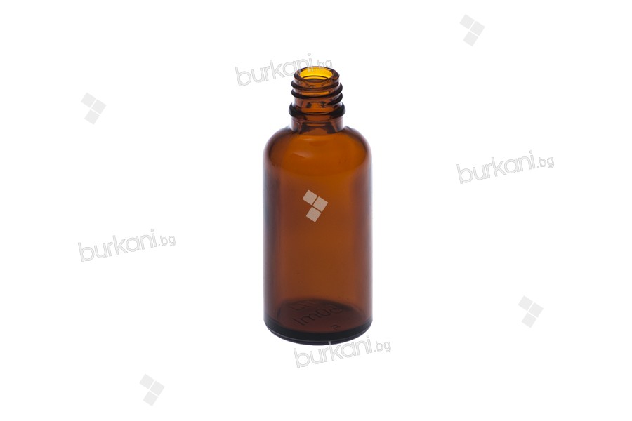 Стъклена кафява бутилка 50 мл за етерични масла  с гърловина PP18 