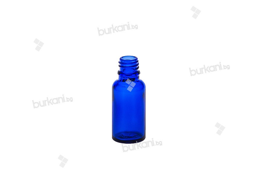 Стъклена синя бутилка за етрични масла 20 мл с гърловина  PP18