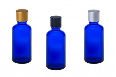 Стъклена синя бутилка за етерични масла 50 мл с гърловина  PP18