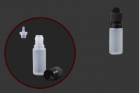Пластмасова млечна бутилка 10 ml с черна пластмасова капачка  CRC и капкомер за електронни цигари - 50 бр. 