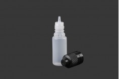 Пластмасова млечна бутилка 10 ml с черна пластмасова капачка  CRC и капкомер за електронни цигари - 50 бр. 