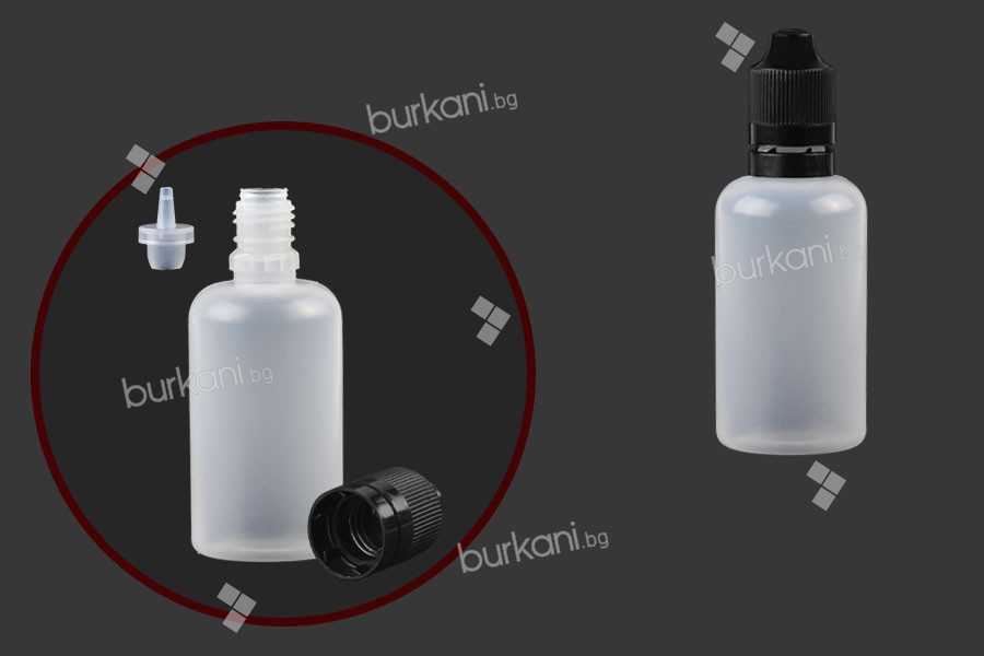 Plastik siyah CRC kapaklı plastik şişe 50 ml 