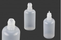 Пластмасова бутилка  50 ml  с пластмасова черна капачка CRC и пластмасов дозатор за електронна цигара  - 50 бр.