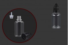 Прозрачна пластмасова бутилка 30 мл с черна пластмасова капачка  CRC пластмасов дозатор за електронна цигара - 50 бр. 
