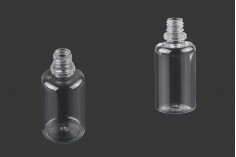 Прозрачна пластмасова бутилка 30 мл с черна пластмасова капачка  CRC пластмасов дозатор за електронна цигара - 50 бр. 