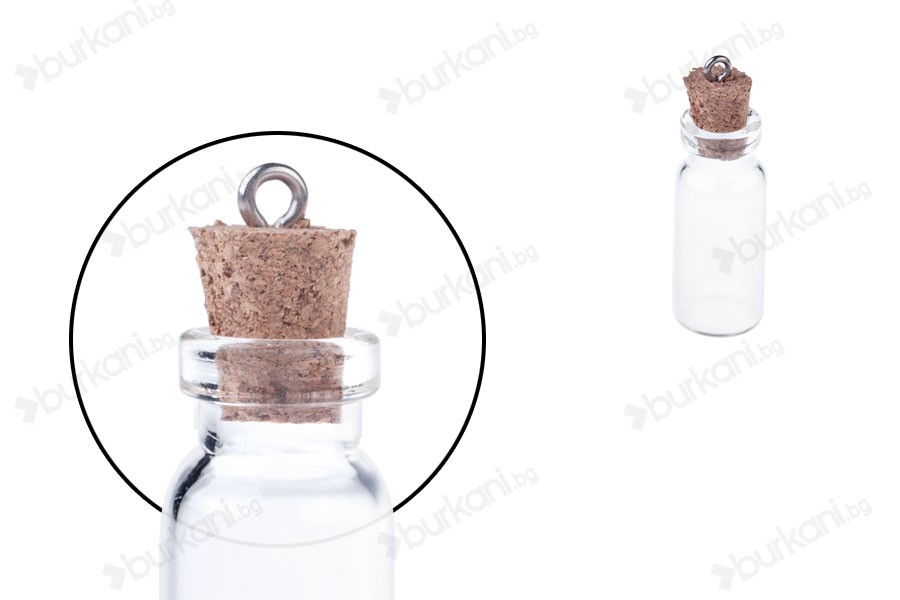 Малки шишенца с коркова тапа - висулка, размери 38,6x11 mm-изображение_продукт