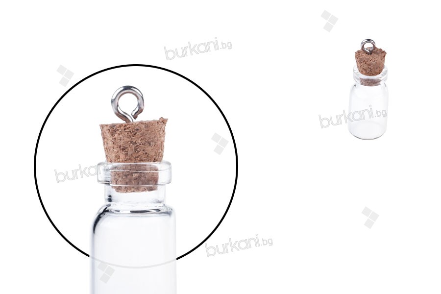 Малки шишенца с коркова тапа - висулка, размери 31,2x10,5 mm