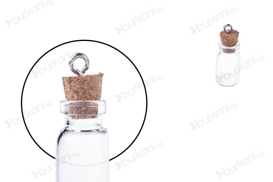 Малки шишенца с коркова тапа - висулка, размери 31,2x10,5 mm-изображение_продукт