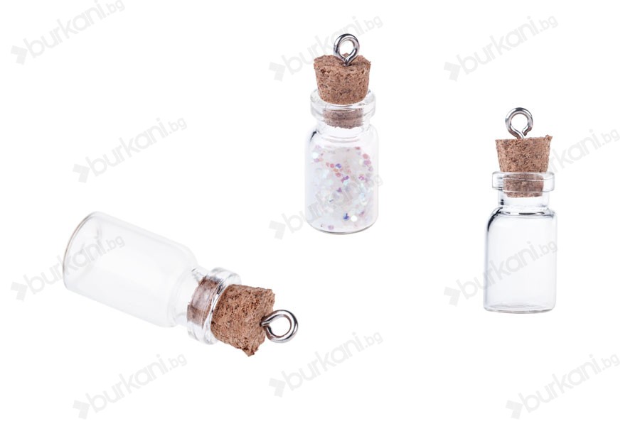 Малки шишенца с коркова тапа - висулка, размери 31,2x10,5 mm-изображение_размери