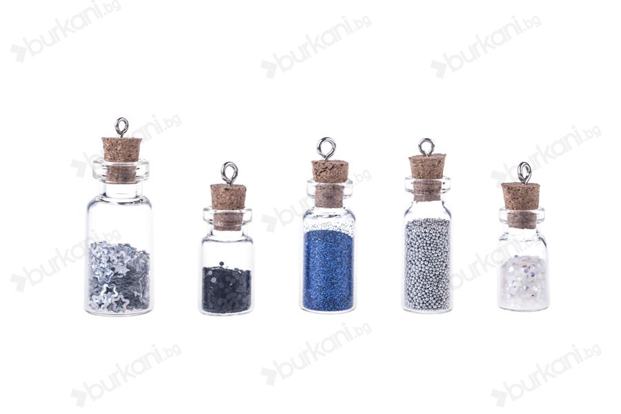 Малки шишенца с коркова тапа - висулка, размери 31,2x10,5 mm-изображение_група