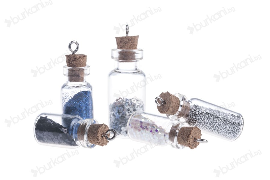 Малки шишенца с коркова тапа - висулка, размери 31,2x10,5 mm-изображение_група