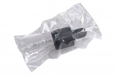 Стъклена пипета за бутилки 15 мл,  CRC защита, подходящ за електронна цигара, с черен МАТ биберон (в единична опаковка) 