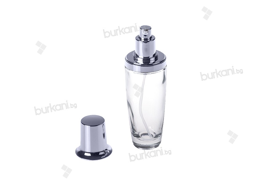 Стъклена бутилка за крем  100 мл със спрей помпа  и капачка 