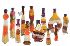 Стъклена бутилка с различни плодове за декорация на кухнята - 130 мл