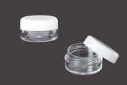 Beyaz kapaklı şeffaf plastik krem kavanozu 5 ml tester