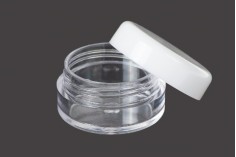 Beyaz kapaklı şeffaf plastik krem kavanozu 5 ml tester