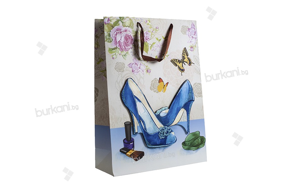 "Mavi ayakkabılar" boyut "L", 31x12x42cm çizim kağıt 3-b hediye çanta